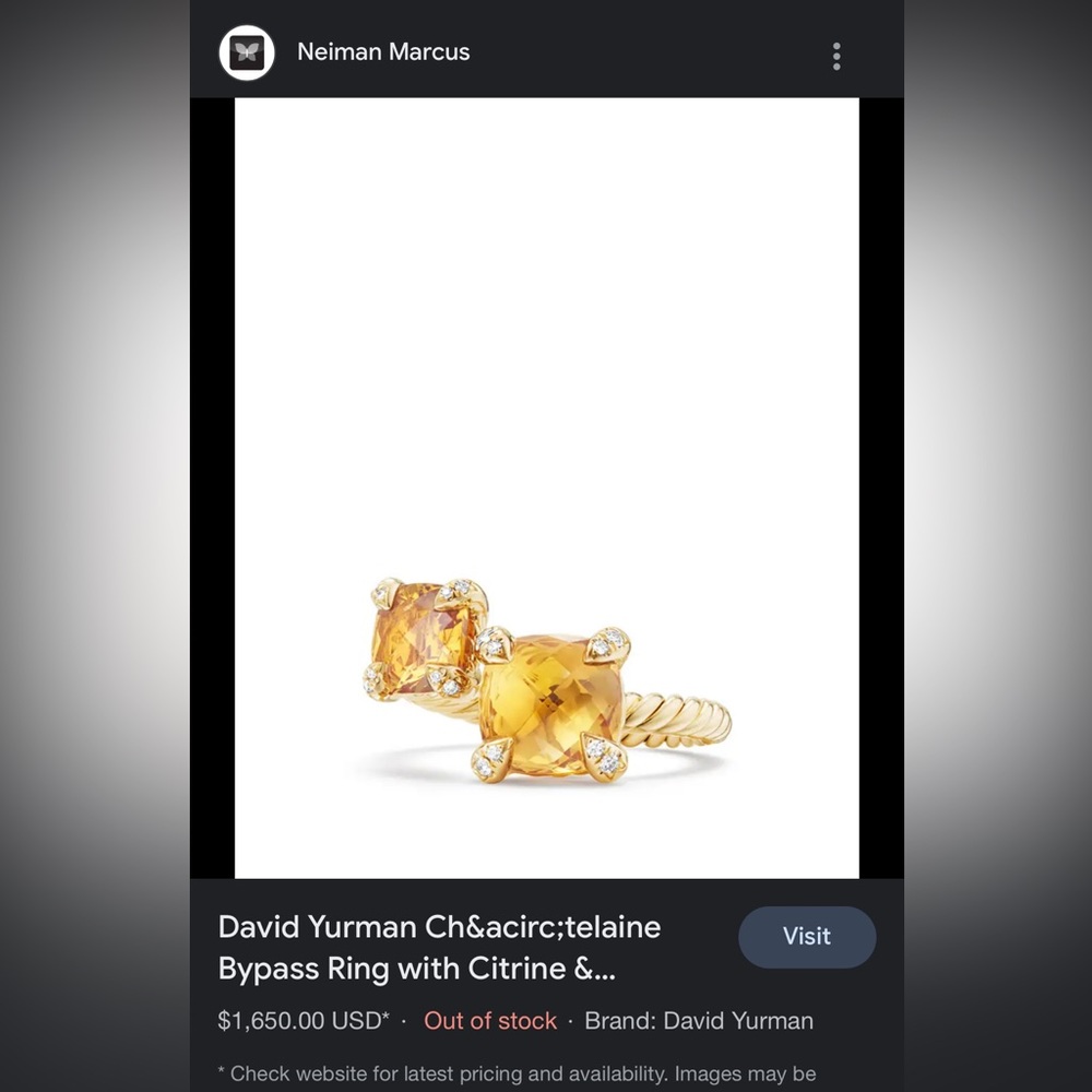 David Yurman Châtelaine Bypass Ring with Citrine & Diamond